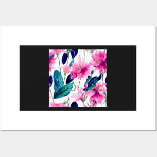 Colorful watercolor leaves pattern Posters and Art